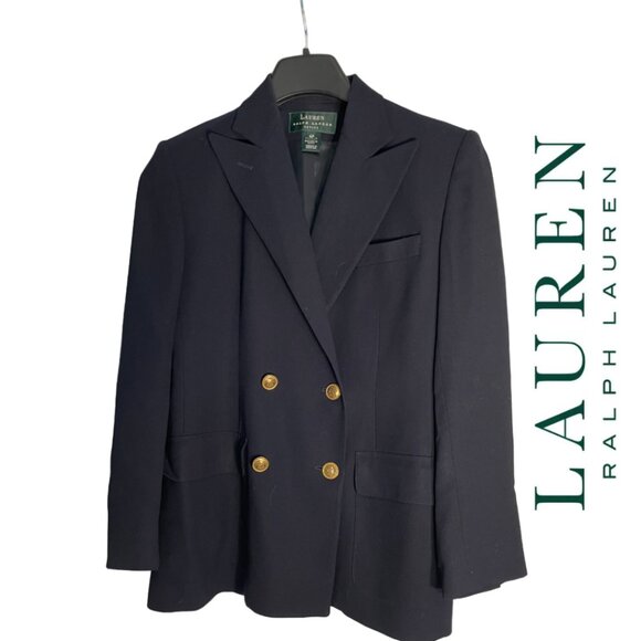 Lauren Ralph Lauren Double Breasted Black Blazer, Size 4P - Picture 1 of 4